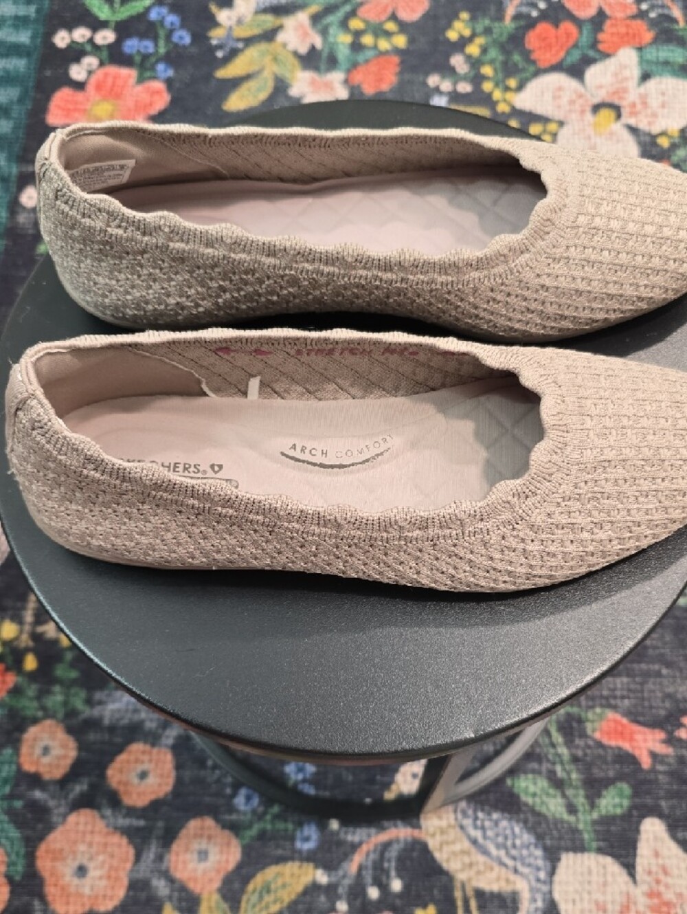Skechers Women's Light Beige Knit Slip-On Flats - Picture 3 of 6